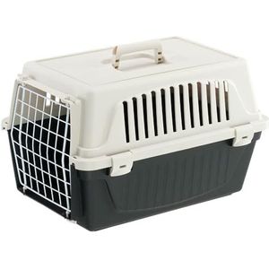Ferplast Transportbox, Hondenbox voor kleine Honden en Katten tot 5 kg, Gelamineerde ijzeren deur, Ventilatiesleuven, 32,5 x 48 x h 29 cm, ATLAS 10 EL Transportbox voor huisdieren, Zwart