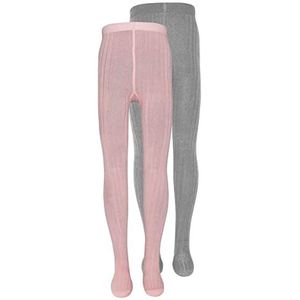 EWERS Set van 2 baby- en kindermaillots, geribbeld, dubbelpak panty's van katoen, voor jongens en meisjes, Made in Germany, roze/grijs., 122-128