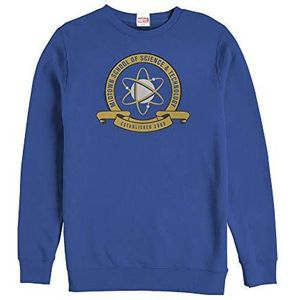 Marvel Universe Midtown School Emblem Mens Pullover Crew Fleece, Royal Blue, Small