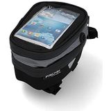 FISCHER Premium fietstas | met geïntegreerde smartphone-tas en touchscreen-beschermfolie | bovenbuistas | met hoofdtelefoonuitgang | zwart