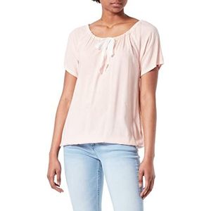 Timezone Dames Gestreepte tuniek blouse met korte mouwen, Verticale Melon Streep, XS