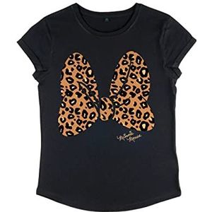 Disney Classics Mickey Classic - Animal Print Bow Women's Rolled-sleeve Black L