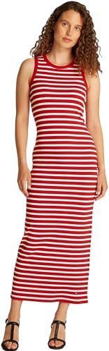 Tommy Hilfiger - SLIM 5X2 RIB MIDI JURK - Rood - WW0WW38838