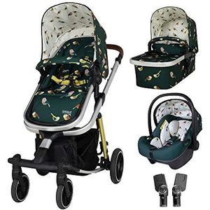 Cosatto Giggle Trail 3 in 1 Travel System - Geboorte tot 20 kg - Mutli Terrain Banden - Inclusief iSize Autostoel & Adapters & Bijpassende Regenhoes (Birdland)