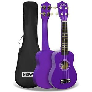 3rd Avenue sopraan ukulele voor beginners 21-inch - paars - GRATIS ukelele-tas
