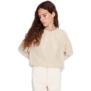 Trendyol Dames Regular Fit Basic Crew Neck Knitwear Sweater, Beige, S