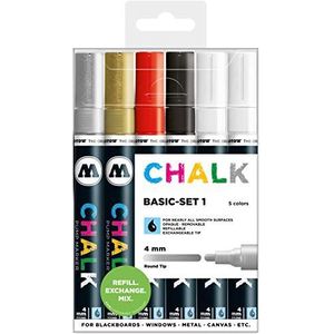 Molotow krijtmarker Chalk Basic Set 1-4 mm, 6 stuks op kleur gesorteerd