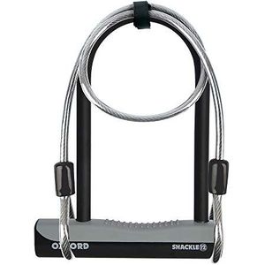 Oxford Shackle 12 beugelslot met kabel, zwart, 32 cm