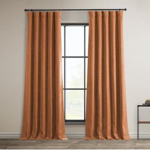HPD Half Price Drapes BOCH-LN185-P Faux linnen kamer verduisterende gordijnen voor slaapkamer (1 paneel), 50 x 84, woestijn oranje