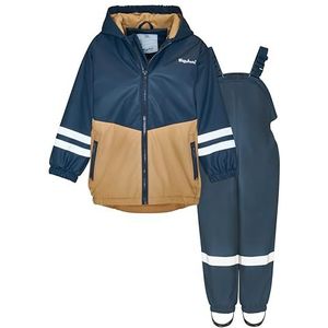 Playshoes Tweedelig regenpak met fleecevoering, gevoerd modderpak, Oker-Marine, 86