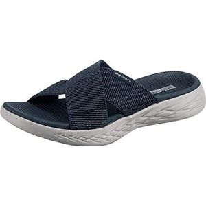 Skechers Dames go 600-glinsterende Slide Sandaal, Navy textiel, 37 EU