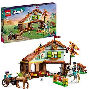 LEGO Friends Autumns paardenstal Set met 2 Speelgoed Paarden, Koets en Paardrij-accessoires, Boerderijdieren Cadeau voor Meisjes, Jongens en Kinderen van 7 Jaar en Ouder 41745