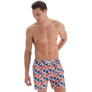 Dagi Heren bedrukte zwemshorts, wit-oranje., L