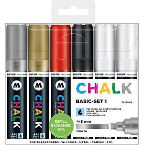 Molotow krijtmarker Chalk Basic Set 1-4-8 mm, 6 stuks op kleur gesorteerd