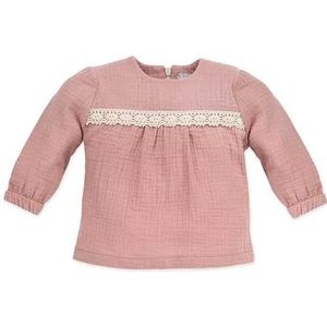 Pinokio Blouse Long Sleeve Petit Lou, 100% katoen, roze muslinum with lace, Girls, 68-80 (68), roze, 68 cm