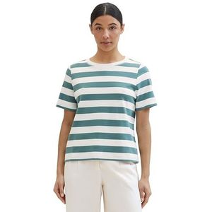 TOM TAILOR T-shirt voor dames, 35183 - Green Offwhite Stripe, XXL
