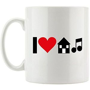 Pixxprint TA_FLOVE1851 I love House Music Fun Mok