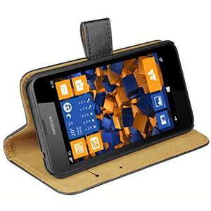 mumbi Premium Lederen Flip Case voor Nokia Lumia 625 Lila, Flip Cover, 630/635 Bookstyle schwarz, Zwart