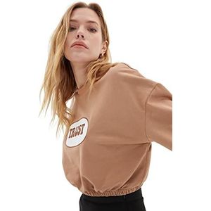 Trendyol Katoenmix Sweatshirt - Bruin - Regular XS Bruin, BRON, XS