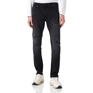 ONLY & SONS Men's ONSLOOM Slim Damage 2948 BF Jeans, Black Denim, 28/32, zwart denim, 28W x 32L