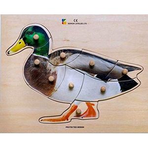 Doron Layeled E72510270, Large Photographic Wooden Peg Puzzle-Duck, Multi