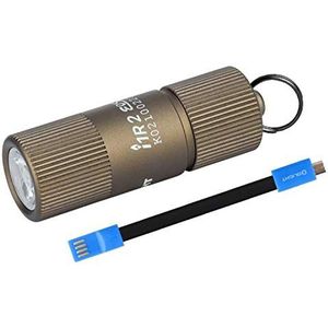 OLIGHT I1R II Mini led-zaklamp, sleutelhanger, 150 lumen, voor sleutelhanger, oplaadbare EOS kleine zaklamp, waterdicht IPX8 voor outdoor, camping, wandelen, met USB-kabel (Desert Tan)