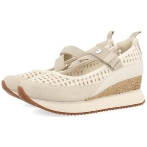 GIOSEPPO Open sneakers van leer en Raphia Belmont, Wit, 35 EU