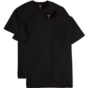 Hanes Nano Premium katoenen T-shirt voor heren (verpakking van 2), Zwart, S