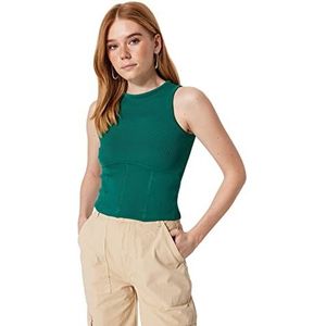 Trendyol Dames Slim Fit Basic Halterneck Knitwear Blouse, Groen, M