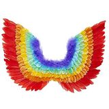 Widmann 00649 - gevederde vleugels, regenboogkleuren, kostuumaccessoires, carnaval, themafeest