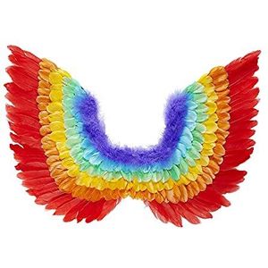 Widmann 00649 - gevederde vleugels, regenboogkleuren, kostuumaccessoires, carnaval, themafeest