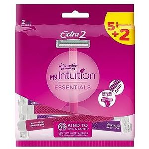 Wilkinson Sword Extra 2 Beauty wegwerpscheerapparaten voor dames, met 2 messen, met antislip handvat en glijstrips van aloë vera, 5 stuks + 2 stuks