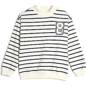 Koton Girls Sweatshirt Brushed Interior Stand-up Neck Long Sleeve, Blauwe streep (6s0), 5-6 jaar