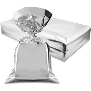 Decoraparty 50 zakjes van metallic zilver, voor geschenkverpakkingen voor Kerstmis, verjaardag, Nieuwjaar, feest, geschenkzakjes, zilveren zakjes van polypropyleen, elegant, 35 x 50 cm