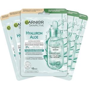 Garnier Doekmasker, gezichtsmasker voor alle huidtypes, verfrissend en hydraterend, met hyaluronzuur en aloë vera, Hydra Bomb, 5 x 28 g