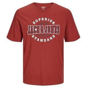 JACK & JONES Jongens T-shirt, Red Ochre/Print: wit + navy blazer, 98