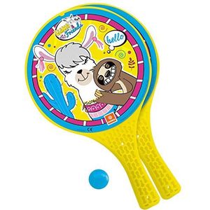 Mondo Toys - Llama & Friends - 2 rackets van kunststof/rubberen bal - strandspel voor kinderen en volwassenen - 15039