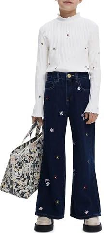 Desigual - Wide Leg - Jeans - Lange - Met Geborduurde Madeliefjes