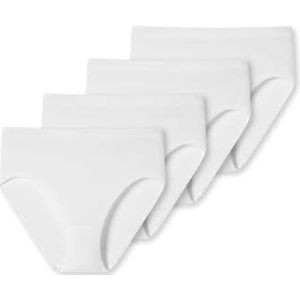 Schiesser Set van 4 stuks, 100% katoen, kookvast, ondergoed, slip met hogere pasvorm, wit, 40