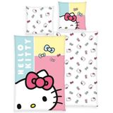 Herding - Hello Kitty - Beddengoed - Multicolore - Housse de couette 135 x 200 cm en taie d'oreiller 80 x 80 cm