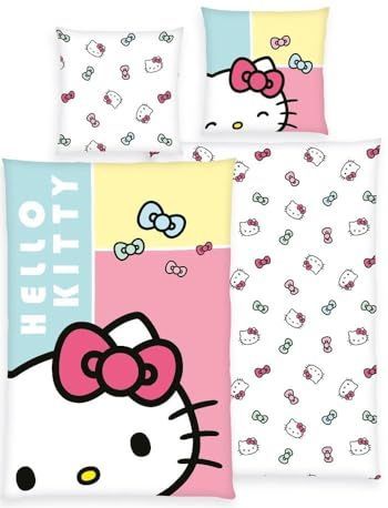 Herding - Hello Kitty - Beddengoed - Multicolore - Housse de couette 135 x 200 cm en taie d'oreiller 80 x 80 cm