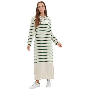 Trendyol Woman Design Maxi Standaard Polo Neck Knitwear Jurk Dames, Beige, S/M