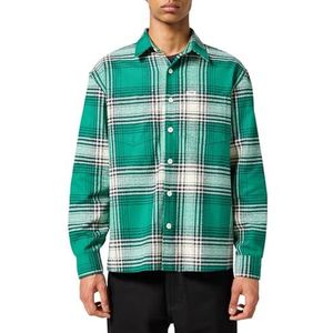 Wrangler - Gestreept Geruit - T-shirt - Groen - 60% Katoen, 40% Polyester