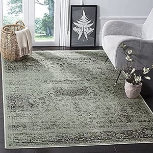 SAFAVIEH Traditioneel tapijt voor woonkamer, eetkamer, slaapkamer - vintage collectie, korte pool, grijs en sparrenhout, 160 x 229 cm