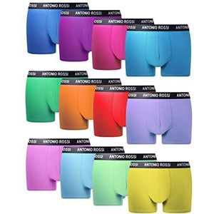 ANTONIO ROSSI Boxershorts voor heren, 12 stuks, hipster - boxershorts voor heren, multipack met elastische band, ademende, zachte boxershorts voor mannen, voor dagelijks gebruik, helder meerkleurig, L