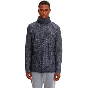 TOM TAILOR Uomini Coltrui met vlechtpatroon 1033651, 13160 - Knitted Navy Melange, M