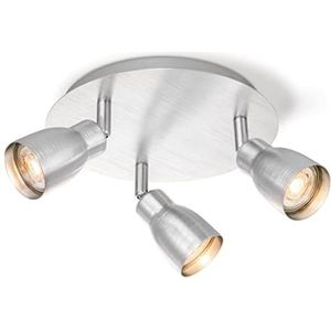 home sweet home collection Moderne LED-plafondlamp | Alba | 22/22/13.5 | mat nikkel | plafondspot 3 vlammen | metaal | dimbaar | incl. LED-lampen | GU10 | 5W | 390lm | warmwit licht