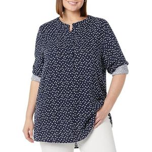 Amazon Essentials Geweven damesblouse met lange mouwen, marineblauw met stippen, XL