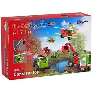 fischertechnik 564065 JUNIOR Constructor – bouwpakket voor kinderen vanaf 5 jaar, speelgoed met graafmachine, helikopter & vliegtuig
