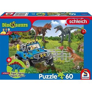 Schmidt Spiele 56461 Dinosaurs, premium-giganten, 60 delen, met add-on (een origineel figuur baby stegosaurus) kinderpuzzel